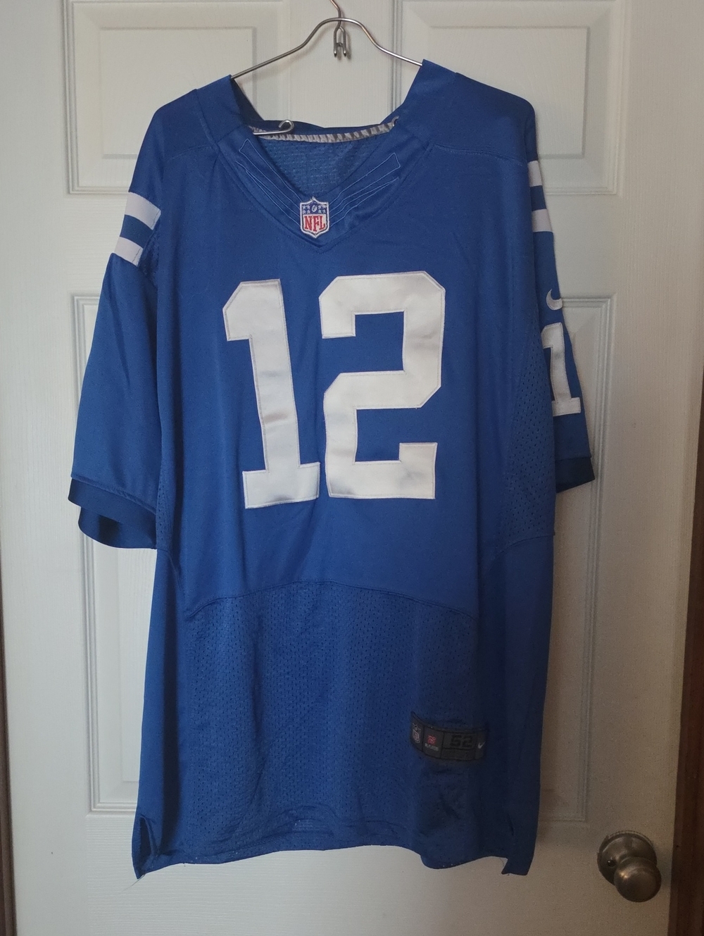 LUCK NFL Men's Royal Blue #12 Football Jersey with White Numbers
